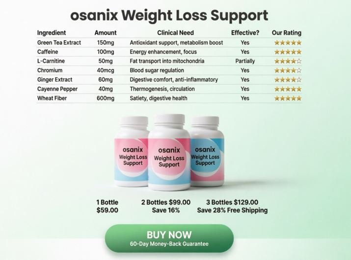 Osani supplement bottle and capsules Osani supplement bottle and capsules